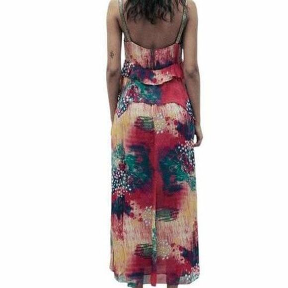 Zara Woman Printed Multi Colored Midi Skirt - Picture 6 of 7